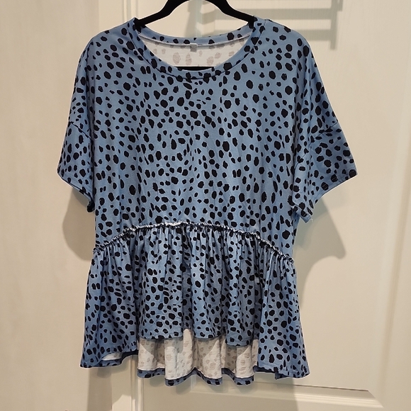 Amazon Blue and Black Spotted Women's Blouse - Picture 1 of 4